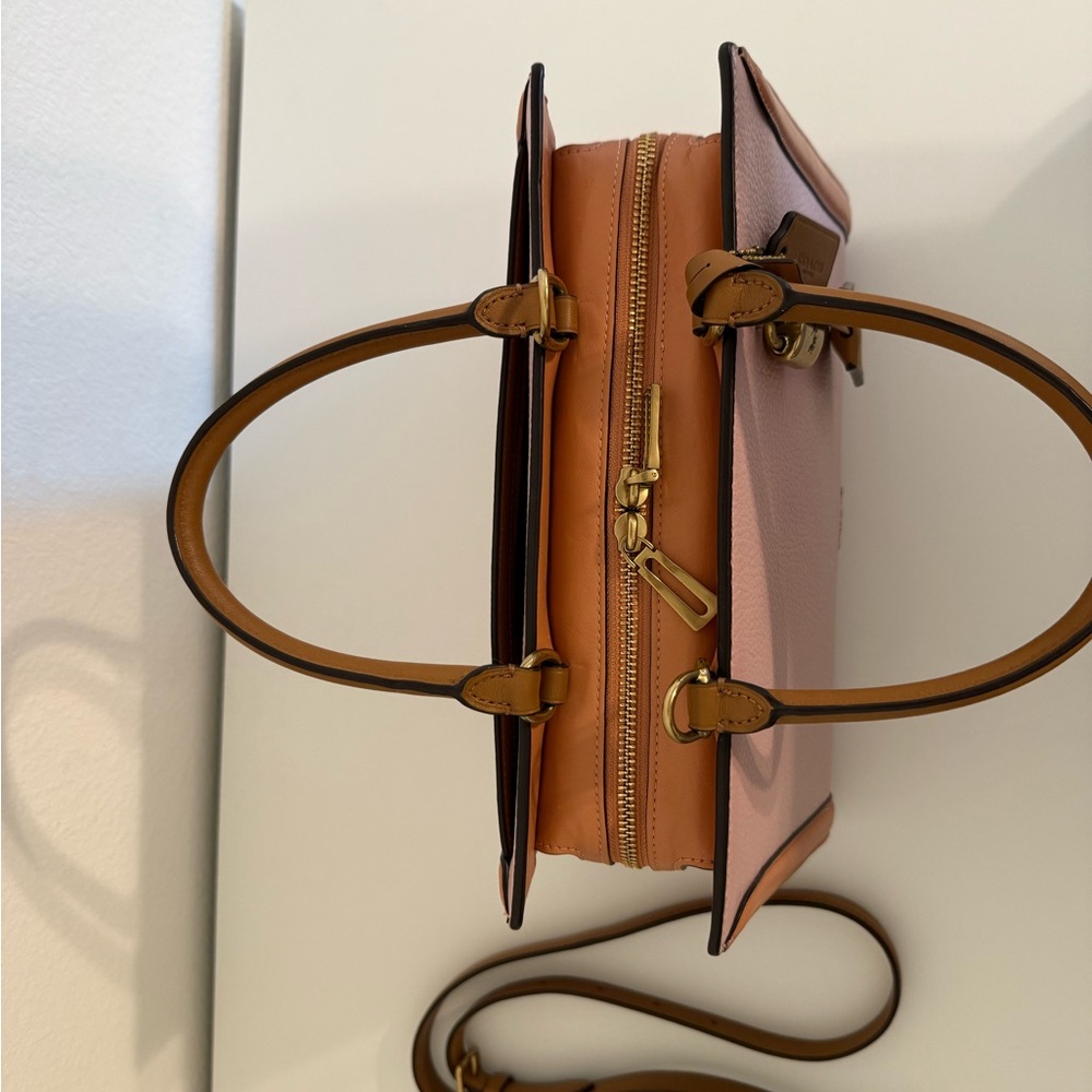 Coach Pink and Brown Leather Satchel - Picture 6 of 16